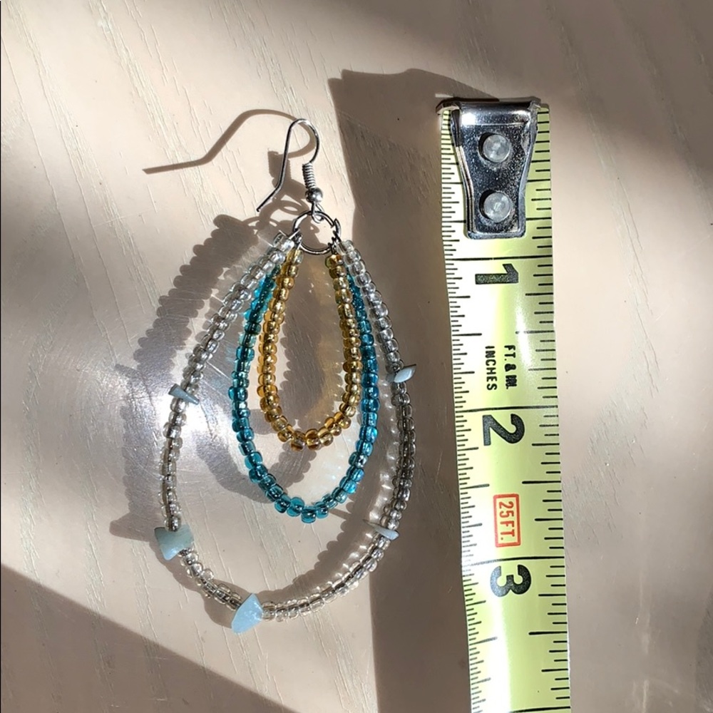 ✓ Bead and rock earrings turquoise amber clear - Picture 9 of 10